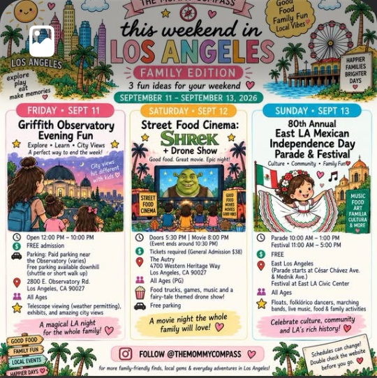 The Mommy Compass weekend guide for September 11-13, 2026, cropped from the supplied Facebook post
